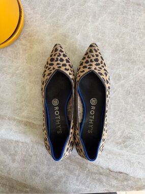Rothy's Leopard-Print Pointed Toe Flats in Tan and Black
